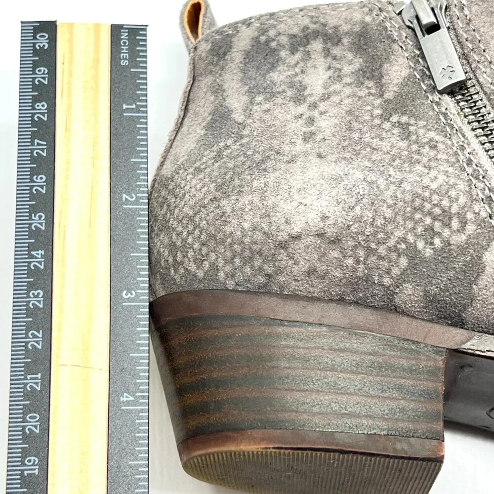 Lucky Brand Size 7.5 Basel‎ Gray Snakeskin Leather Ankle Boots Booties Shoes